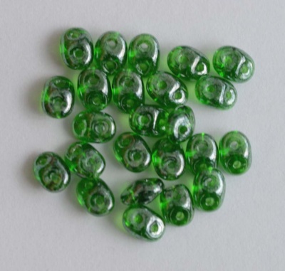 Superduo Green Chrysolite Tr Shimmer Miniduo 50050-14400 Czech Beads x 10g